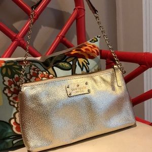 Kate Spade Gold Clutch with Chain Shoulder Strap